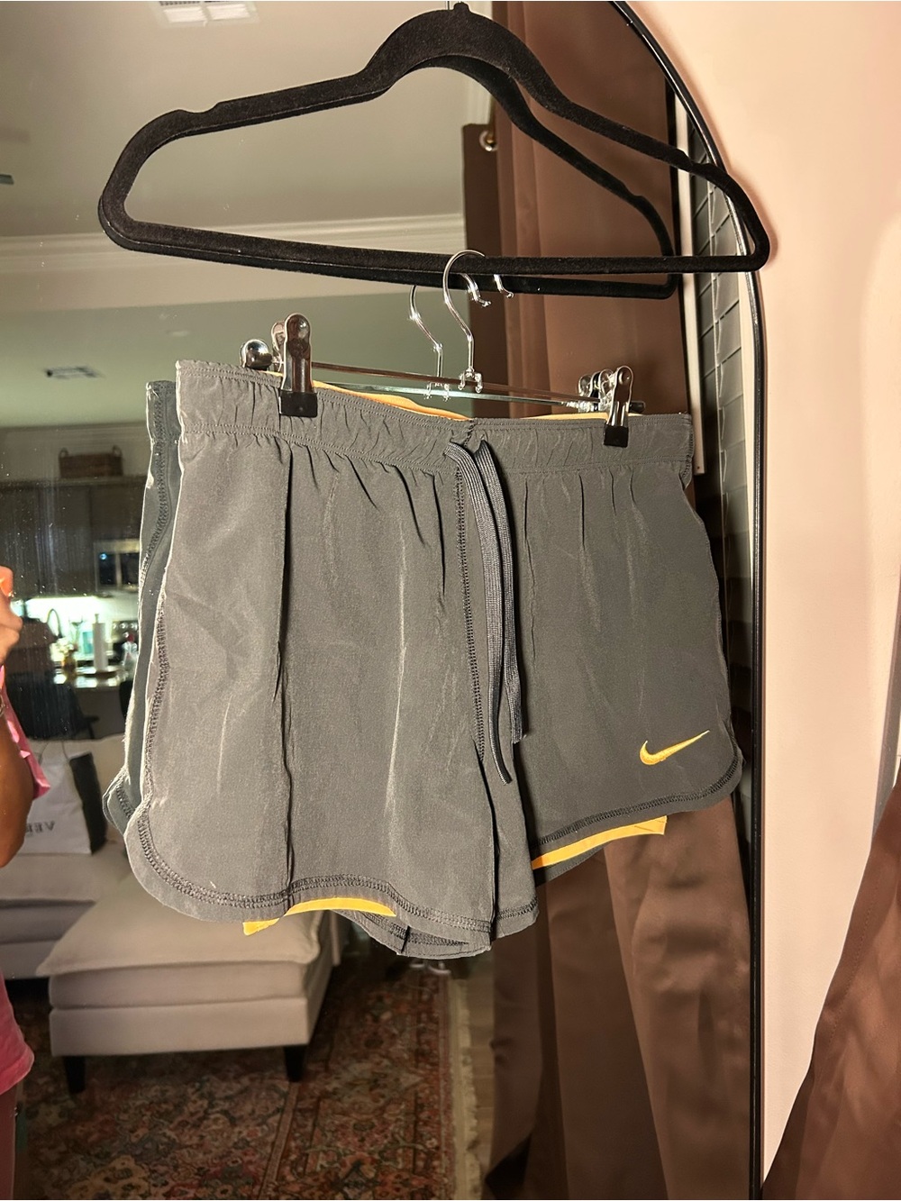 Nike Women's Black Athletic Shorts with orange Accent